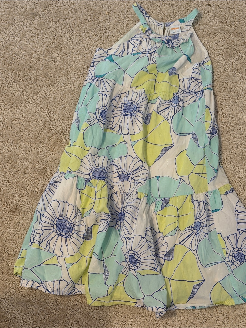 Girls Gymboree size 5 Floral Tiered Maxi Skirt — Blue, Mint & Lime